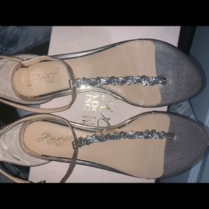 T strap flat sandals by badgley Mischka